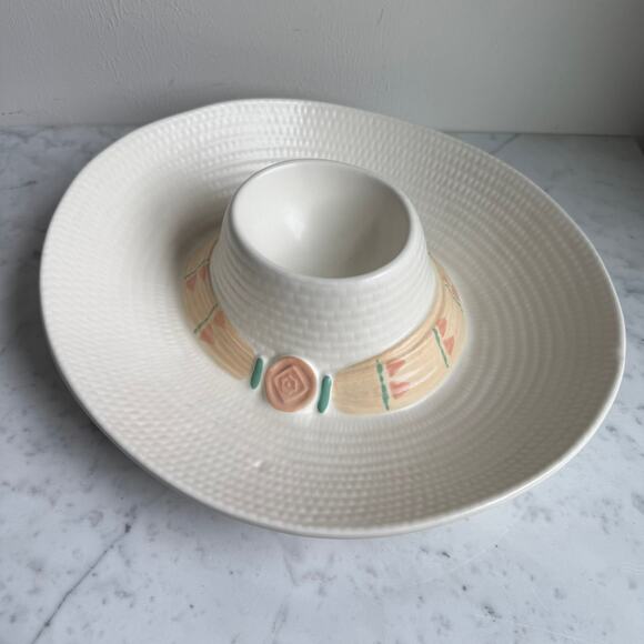 Vintage Ceramic Sombrero Chip & Dip Bowl – Made in USA Southwestern Serving Dish - Picture 1 of 6